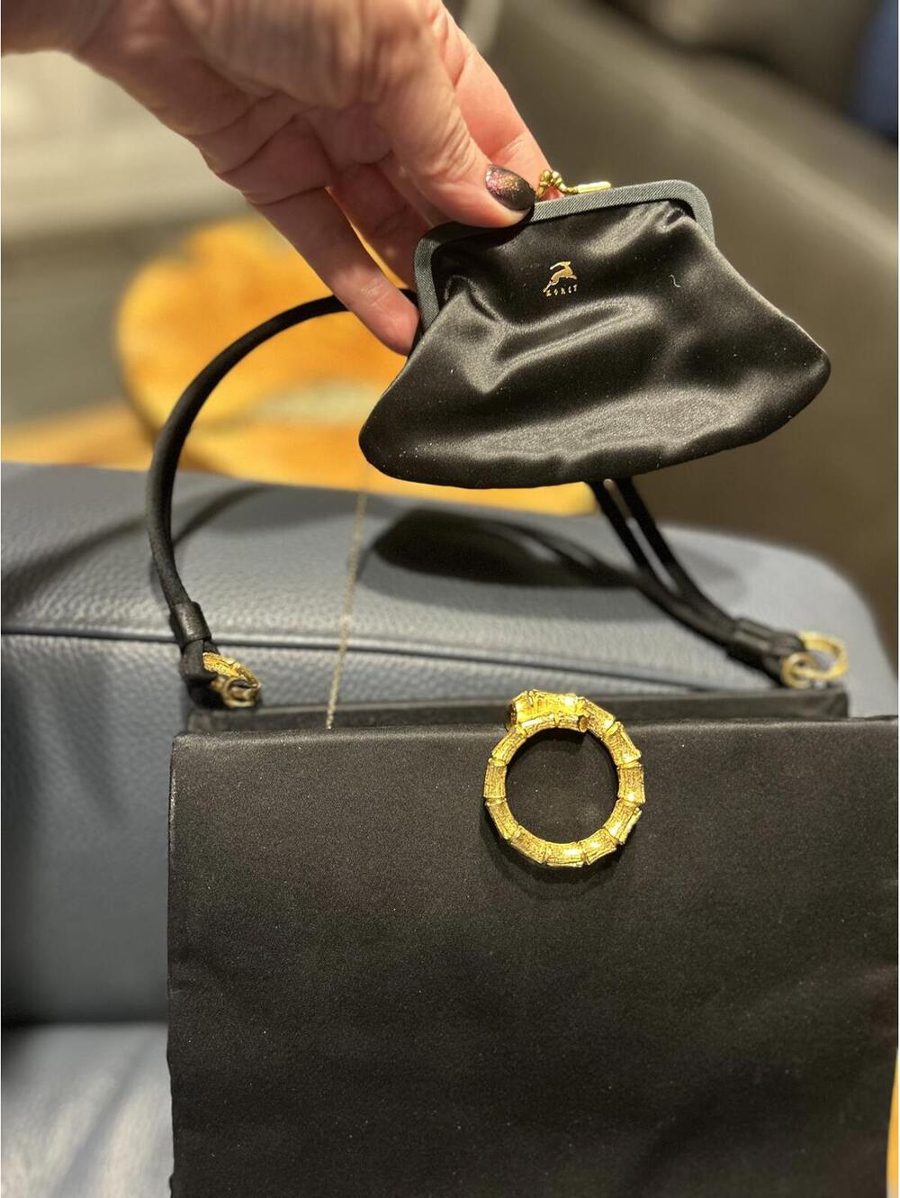Vintage Koret Silk Handbag with Gold Accents - Picture 5 of 9